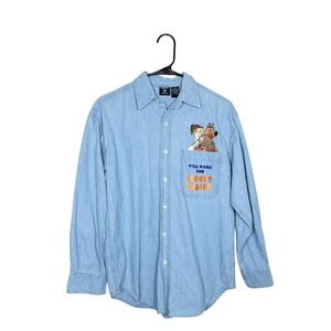 Vintage 90's Warner Bros Scooby Doo Denim Button Up Shirt Men's S